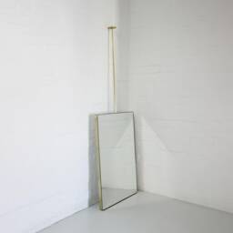 Quadris??? Ceiling Hanging Suspended Rectangular Mirror With Brass Frame - thumbnail 1