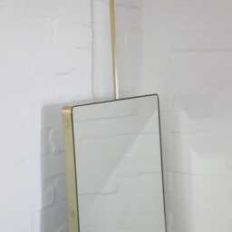 Quadris??? Ceiling Hanging Suspended Rectangular Mirror With Brass Frame - thumbnail 3