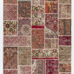 6.5' X 9.8' Handmade Turkish Patchwork Rug, Natural & Undyed, 200 300 cm - thumbnail 2