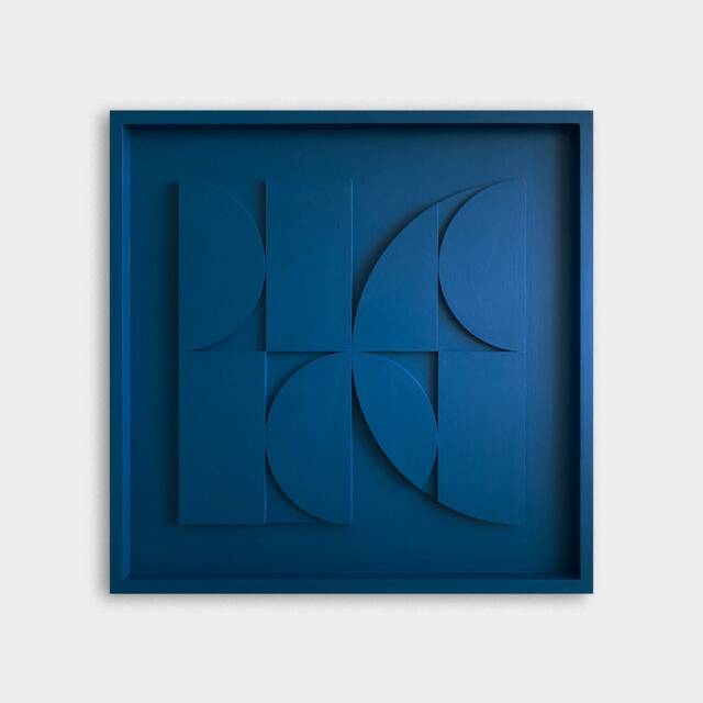 Geometric Relief Painting - Mid-Century Modern Wall Sculpture - 50x50cm - image 1