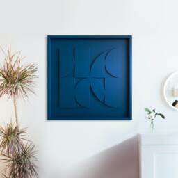 Geometric Relief Painting - Mid-Century Modern Wall Sculpture - 50x50cm - thumbnail 2