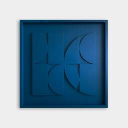 Geometric Relief Painting - Mid-Century Modern Wall Sculpture - 50x50cm - thumbnail 1