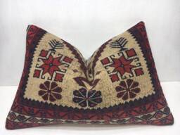 Vintage Kilim Pillow Cover, Bohemian Turkish Handwoven Throw, 16x24 - thumbnail 1