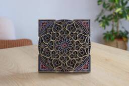 Wood Mandala Table Decor, Zen Desk Art Panel