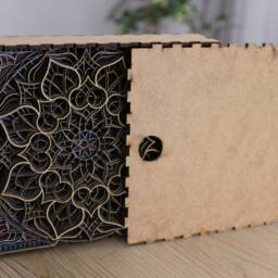 Wood Mandala Table Decor, Zen Desk Art Panel - thumbnail 4