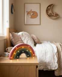 Rainbow Wooden Night Light For Kids, Personalized Led Lamp Custom Name Nursery Decor, Baby Shower Keepsake Baptism Present Bedroom Lighting