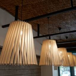 Scandinavian Large Wooden Lamp Pendant Lamp, Plywood Hanging Light, Ceiling Lighting Fixture, Chandelier - thumbnail 2