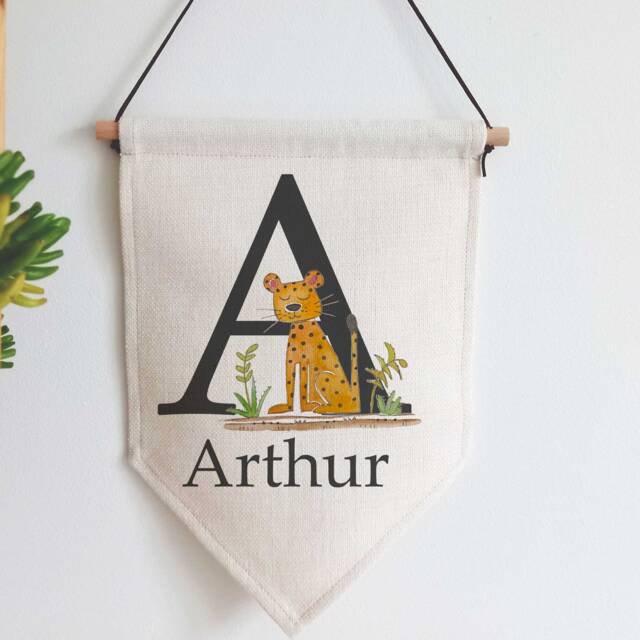 Personalised Initial Linen Wall Banner Custom Nursery Decor - image 1