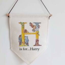 Personalised Initial Linen Wall Banner Custom Nursery Decor - thumbnail 2