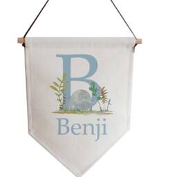 Personalised Initial Linen Wall Banner Custom Nursery Decor - thumbnail 3