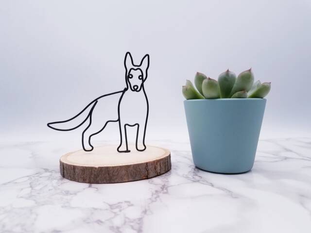 Wire German Shepherd Sculpture Personalized Pet Memorial, Desk Decor - image 1