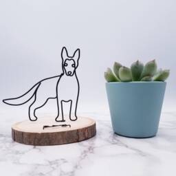 Wire German Shepherd Sculpture Personalized Pet Memorial, Desk Decor - thumbnail 2