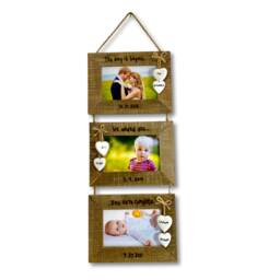Family Photo Frame - Triple Hanging Personalised With Any Wording/Holiday Birthday Memories Multi Wooden