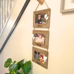 Family Photo Frame - Triple Hanging Personalised With Any Wording/Holiday Birthday Memories Multi Wooden - thumbnail 3