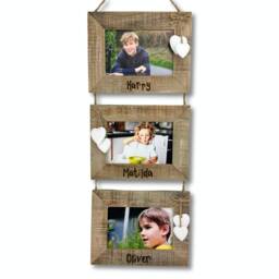 Family Photo Frame - Triple Hanging Personalised With Any Wording/Holiday Birthday Memories Multi Wooden - thumbnail 2