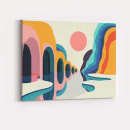 Surreal Colourful Abstract Archway Canyon Landscape Canvas Wall Art Print Decor Picture Ready To Hang - thumbnail 4