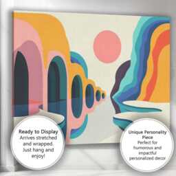 Surreal Colourful Abstract Archway Canyon Landscape Canvas Wall Art Print Decor Picture Ready To Hang - thumbnail 3