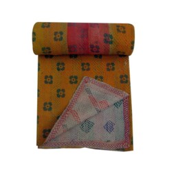 Handmade Vintage Kantha Quilt Indian Cotton Throw - 56x80 Inch - thumbnail 1
