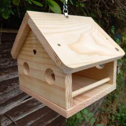 Hanging Bird Feeder Solid Wood - thumbnail 2