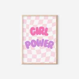 Girls Retro Girl Power Bubble Tea Wall Print Set For Childrens Bedroom Or Playroom - thumbnail 2