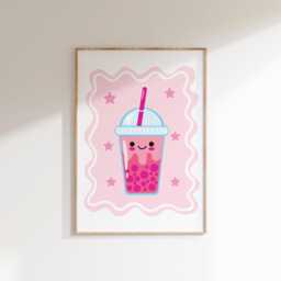Girls Retro Girl Power Bubble Tea Wall Print Set For Childrens Bedroom Or Playroom - thumbnail 3