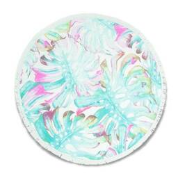 Personalized Beach Towel - Circular Watercolor Leaves Print Tropical Best Friends Customized Gift Mother's Day - thumbnail 3