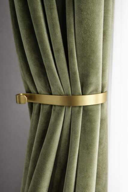 Satin Brass Iron Metal U-Shaped Curtain Holdback - Cottage Rustic Farmhouse Minimalist Drapery Tieback, 170mm - Set Of 1 - image 1