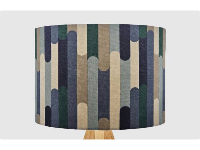Retro Blue Cream Black Lampshade Table Floor Lamp/Ceiling Pendant Small Medium Large 15cm 20cm 25cm 30cm 35cm 40cm Fabric Drum Light Shade - image 1