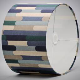 Retro Blue Cream Black Lampshade Table Floor Lamp/Ceiling Pendant Small Medium Large 15cm 20cm 25cm 30cm 35cm 40cm Fabric Drum Light Shade - thumbnail 3
