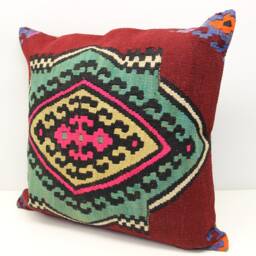 Vintage Kilim Pillow Cover 24x24, Turkish Wool Rustic - thumbnail 3