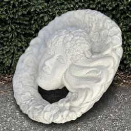 White Man Wall Plaque Mother Nature Garden Art Concrete Floral Face Sculpture Outdoor Ornament Stone Hanging Decoration - thumbnail 3