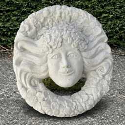 White Man Wall Plaque Mother Nature Garden Art Concrete Floral Face Sculpture Outdoor Ornament Stone Hanging Decoration