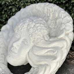 White Man Wall Plaque Mother Nature Garden Art Concrete Floral Face Sculpture Outdoor Ornament Stone Hanging Decoration - thumbnail 4