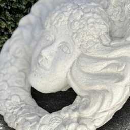 White Man Wall Plaque Mother Nature Garden Art Concrete Floral Face Sculpture Outdoor Ornament Stone Hanging Decoration - thumbnail 2