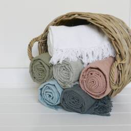 Soft Throw Blanket - Neutral Lightweight Blankets & Throws Decorative Cotton Hand Woven - thumbnail 2
