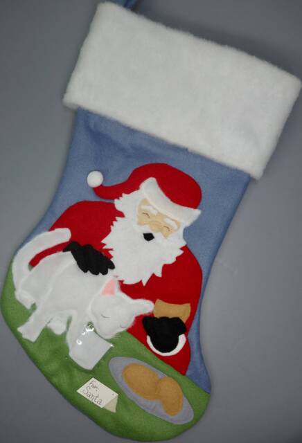 "Cat Christmas Stocking ""Cookies For Santa, Milk Kitty" - image 1