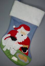 "Cat Christmas Stocking ""Cookies For Santa, Milk Kitty"
