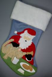 "Cat Christmas Stocking ""Cookies For Santa, Milk Kitty"