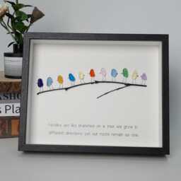 Personalized Sea Glass Rainbow Birds Art Framed Family Tree Decor - thumbnail 3