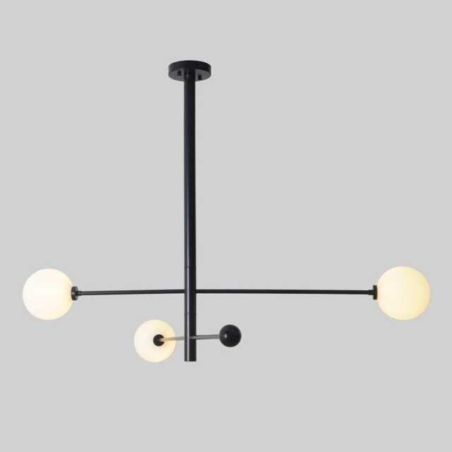 Stilnovo Style Sputnik Chandelier - Black Brass 3-Globe Pendant Light - image 1