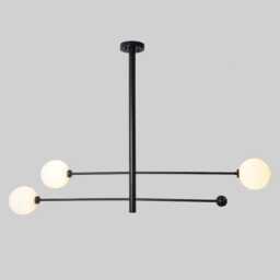 Stilnovo Style Sputnik Chandelier - Black Brass 3-Globe Pendant Light - thumbnail 2