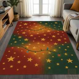 Christmas Star Lights Rug - Holiday Welcome Mat - thumbnail 1