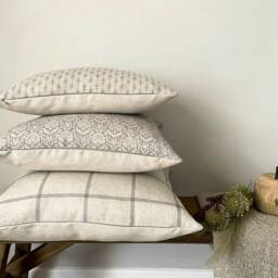 Maya - Charcoal - Abstract Pattern Linen Modern Farmhouse Cushion Covers - thumbnail 2