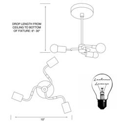 Ziba Modern 3 Light Sputnik Mid Century Industrial Chandelier - thumbnail 3