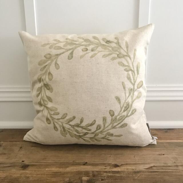 Watercolor Olive Wreath Pillow Cover