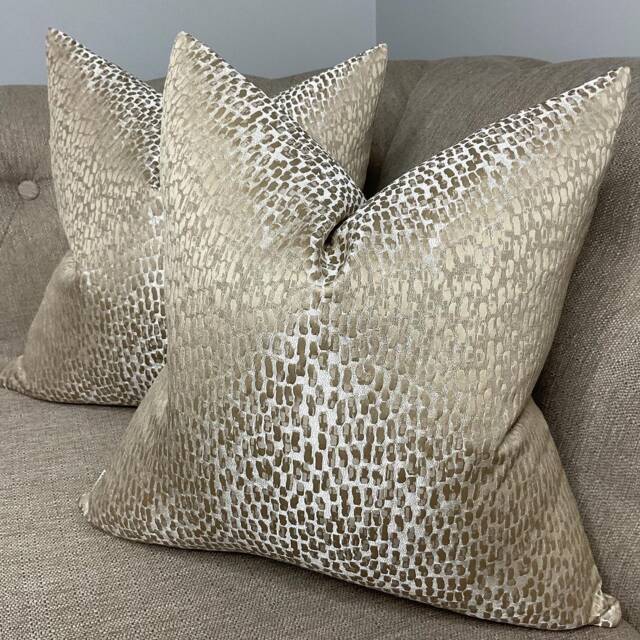 Champagne Gold Cushion Cover Antelope Fabric Prestigious Textiles Luxury Textured Pillow Case Handmade in UK - image 1