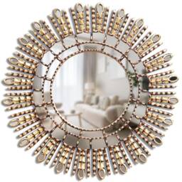 Peruvian Eye Mirror 60 cm Handmade Wall Decor - Carved Wood Round Statement For Living Room Bedroom Bathroom Entryway