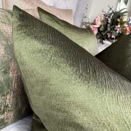 Olive Green Cushion Cover, Textured Satin Look Pillow Sham, Handmade in UK - Double Sided , Montpellier Harlequin Fabric - thumbnail 2