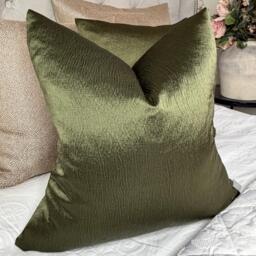 Olive Green Cushion Cover, Textured Satin Look Pillow Sham, Handmade in UK - Double Sided , Montpellier Harlequin Fabric