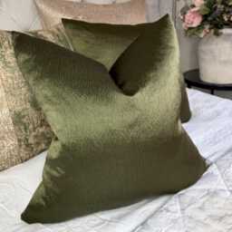 Olive Green Cushion Cover, Textured Satin Look Pillow Sham, Handmade in UK - Double Sided , Montpellier Harlequin Fabric - thumbnail 3